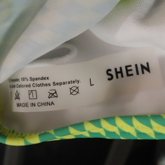 CHECKERBOARD BIKINI L Shein Strapless Cheeky Cute Summer Neon Dayglo Bright - Picture 2 of 7